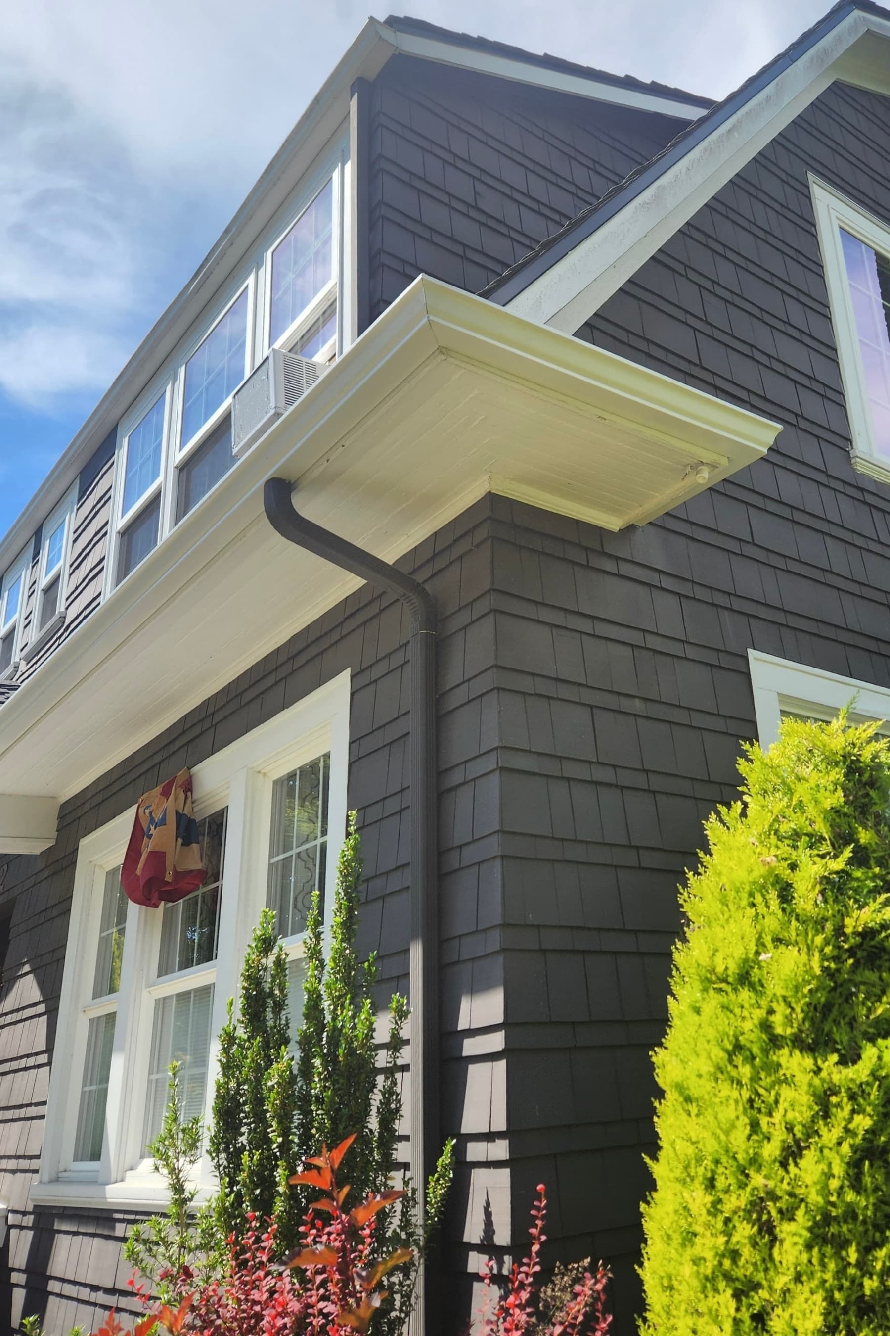 Completed gutter installation on a West Seattle home